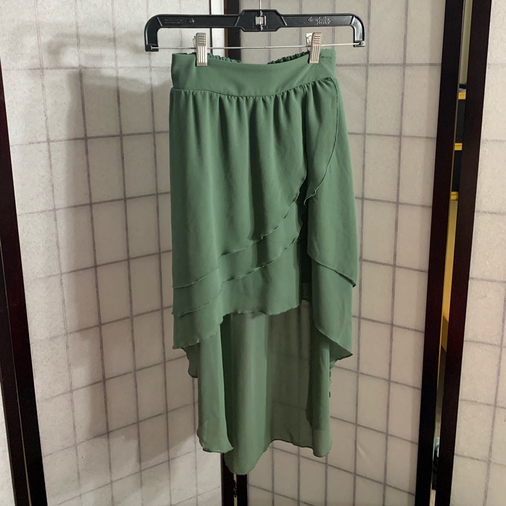 Charlotte Russe Forest Green High-Low Skirt